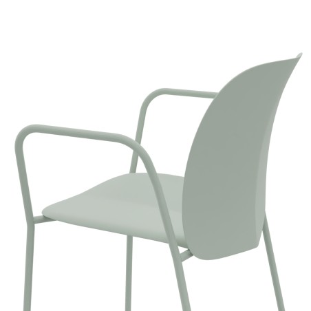 Sedia con Braccioli Mentha Green in Tecnopolimero Rigenerato - Altezza Seduta 45 cm - Colore...