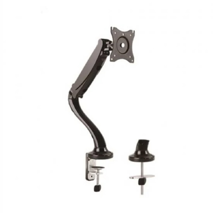 Braccio Supporto per Monitor - da Tavolo a Gas - da 13" a 27" - Fissaggio a Morsa