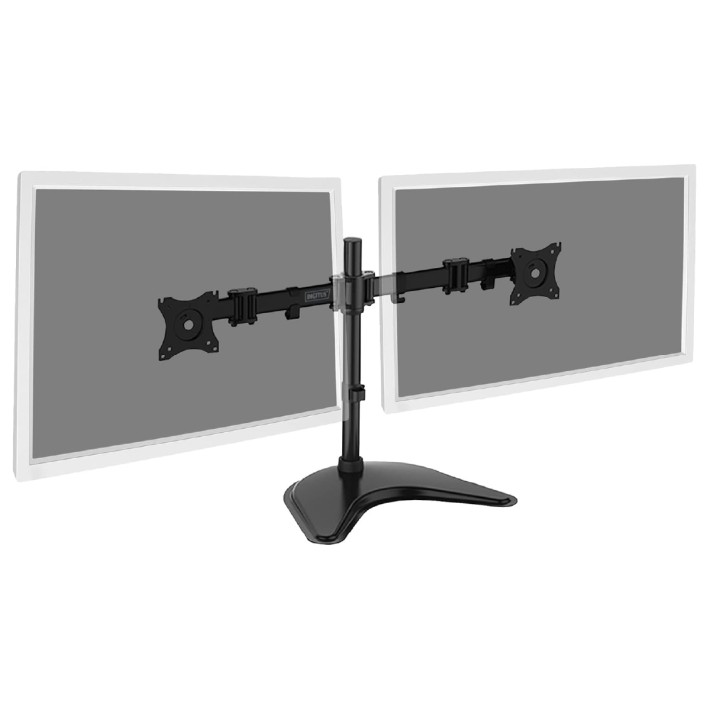Braccio Supporto per 2 Monitor - da Tavolo - con Base - fino a 8 Kg - a 3 Snodi