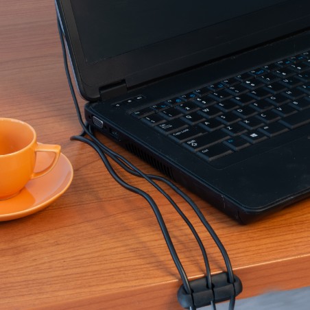 Kit 2 Pezzi - Supporti per Gestione Cavi - 3 Posizioni - Nero