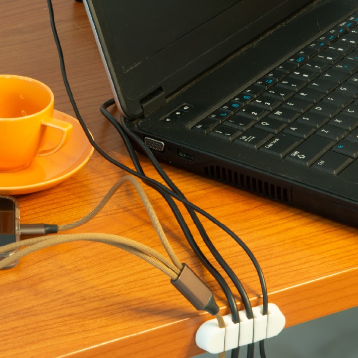 Kit 2 Pezzi - Supporti per Gestione Cavi - 4 Posizioni - Bianco