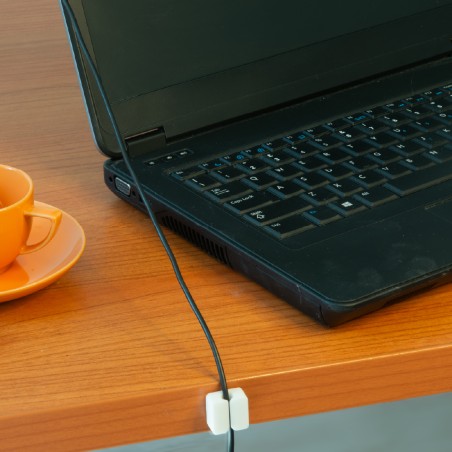 Kit 4 Pezzi Singoli - Supporti per Gestione Cavi - Bianco - Altezza 1 cm