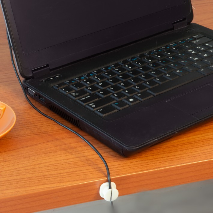 Kit 4 Pezzi Singoli - Supporti per Gestione Cavi - Bianco - Altezza 1.3 cm