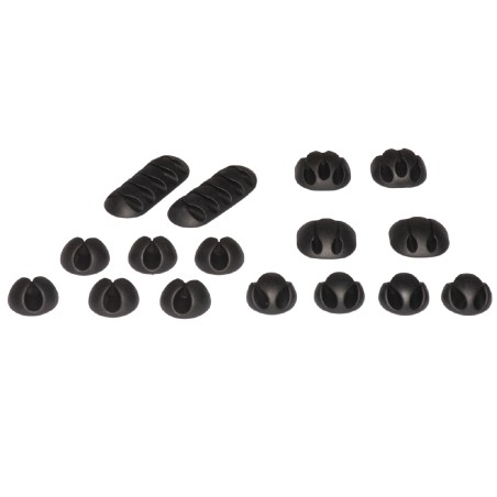 Kit da 16 Pezzi - Supporti per Gestione Cavi - Nero