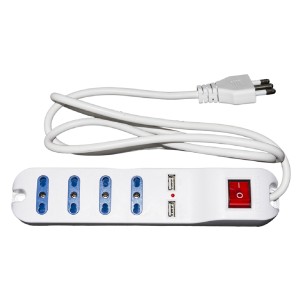Multipresa - 4 Prese Universali Ita 10/16 A - 2 Prese Usb - con Spina 16 A - con...