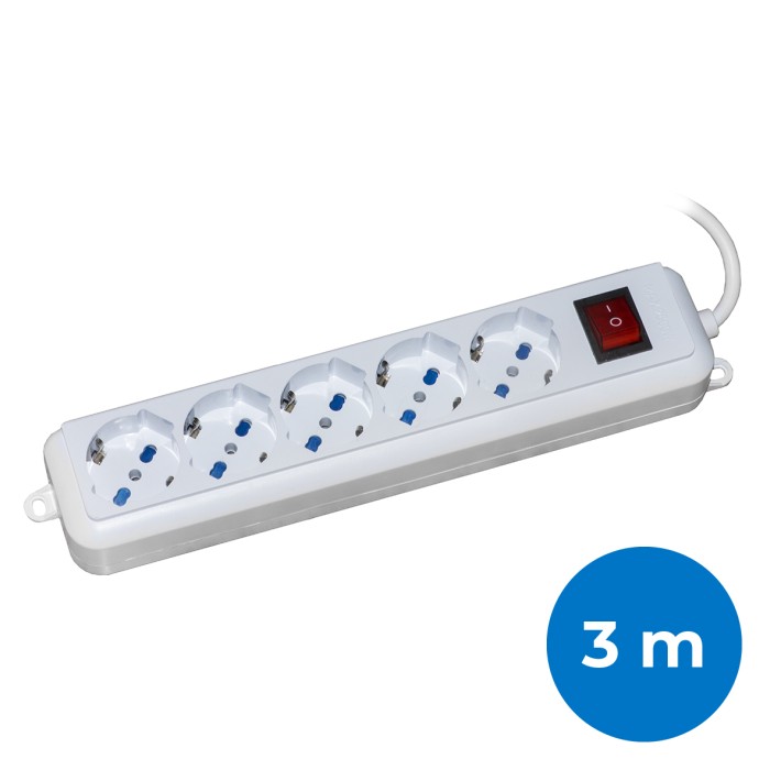 Multipresa - 5 Prese Universali Ita/Shuko 10/16 A - con Spina 16 A - con Interruttore - con...