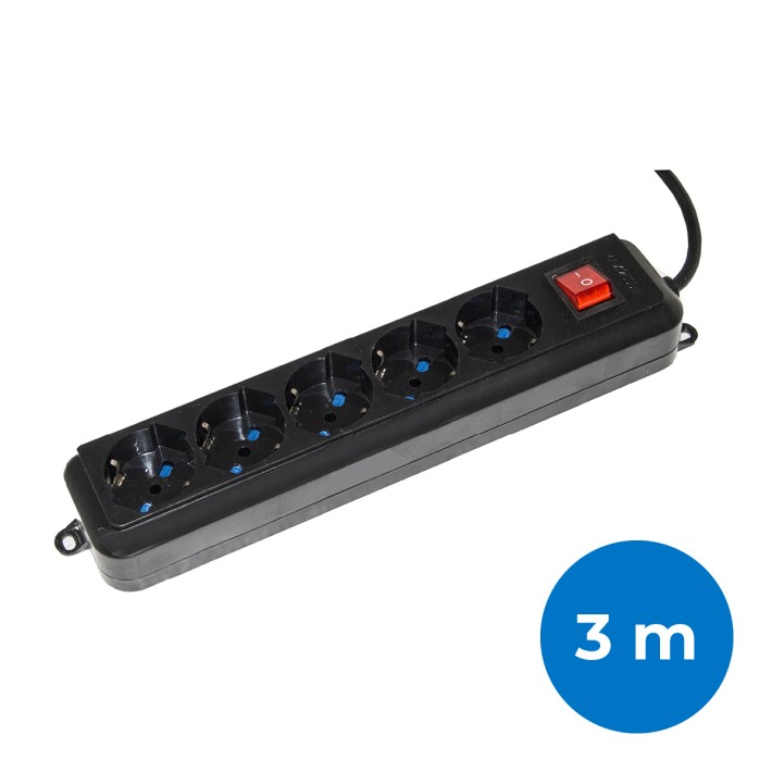 Multipresa - 5 Prese Universali Ita/Shuko 10/16 A - con Spina 16 A - con Interruttore - con...