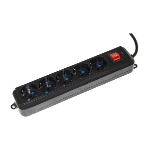 Multipresa - 5 Prese Universali Ita/Shuko 10/16 A - con Spina 16 A - con Interruttore -...