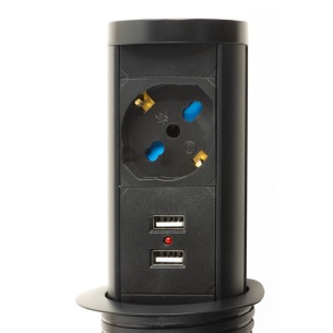 Multipresa da Tavolo - Estraibile - 1 Porta Universale Ita/Shuko - 2 Porte Usb - con...