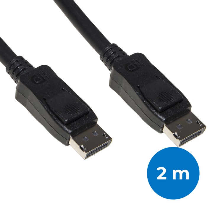 Cavo Displayport 1.4 - Ultra HD 8Kx4K - Maschio/Maschio - Rame - TPE Halogen Free - 2 m - Nero