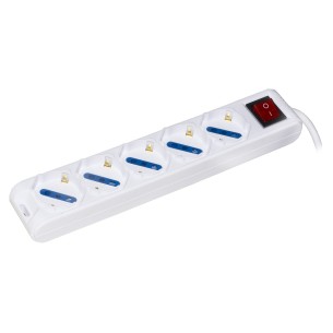 Multipresa - 5 Prese Universali Ita/Shuko 10/16 A - con Spina Tripolare 10 A - con...