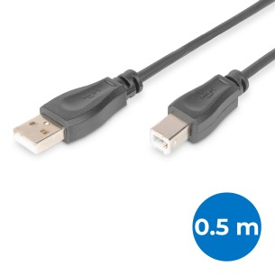 Cavo Usb 2.0 - con Connettori 1xA Maschio e 1xB Maschio - 0,5 m - Nero