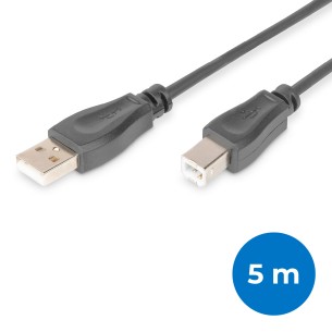 Cavo Usb 2.0 - con Connettori A e B - 5 m - Nero