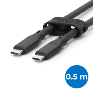 Cavo Guaina Silicone Usb 3.2 Gen2 - Usb C/Usb C - 0,5 m - 10G - 4K - 100 w - Nero