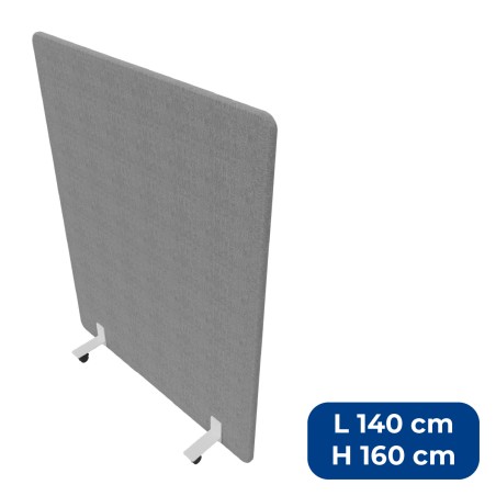 Pannello Fonoassorbente con Ruote - Larghezza 140 cm - Altezza 160 cm - Colore Grigio