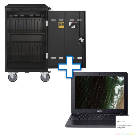 Bundle Chromebook Acer C871, Carrello di Ricarica, Gemini Education, Formazione