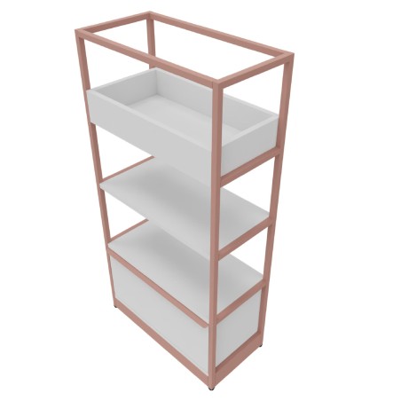 Libreria Combus Modello 3 - Dimensioni 80 x 40 x 163,5 cm - Colore Struttura Rosa - Colore...