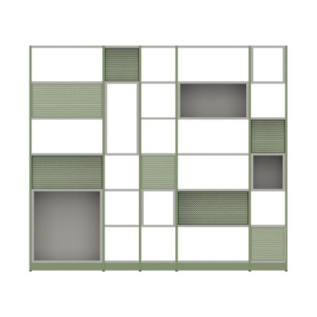Libreria Combus Modello 1 - Dimensioni 283 x 40 x 239,5 cm - Colore Struttura Verde - Colore...