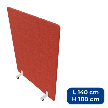 Pannello Fonoassorbente con Ruote - Larghezza 140 cm - Altezza 180 cm - Colore Rosso