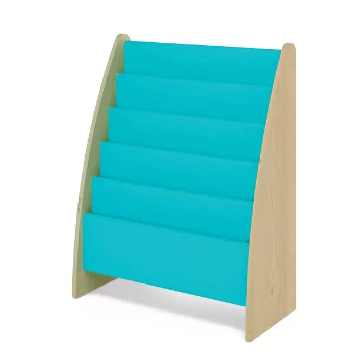Libreria Infanzia Inclinata con 5 Scomparti - Colore Turchese - Dimensioni  72 x 34 x 92 cm