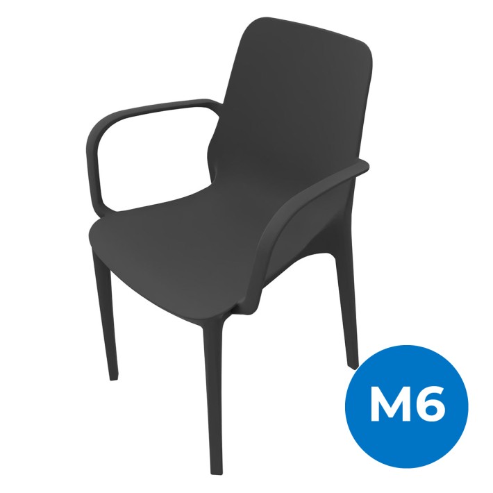 Sedia Ginevra con Braccioli in Tecnopolimero - Altezza Seduta 47 cm - Colore Scocca Grigio...