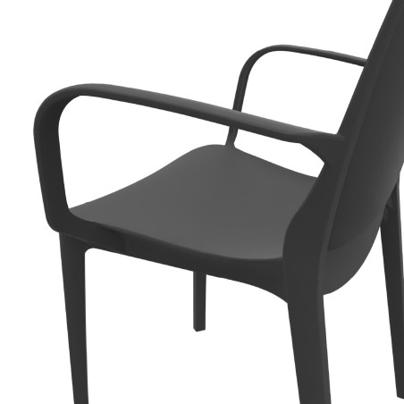 Sedia Ginevra con Braccioli in Tecnopolimero - Altezza Seduta 47 cm - Colore Scocca Grigio...