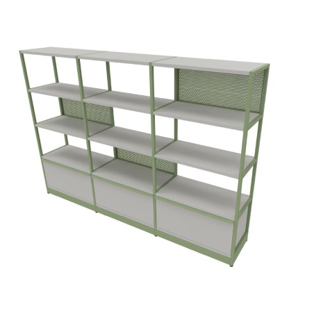 Libreria Combus Modello 2 - Dimensioni 240 x 40 x 163,5 cm - Colore Struttura Verde - Colore...