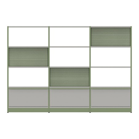 Libreria Combus Modello 2 - Dimensioni 240 x 40 x 163,5 cm - Colore Struttura Verde - Colore...