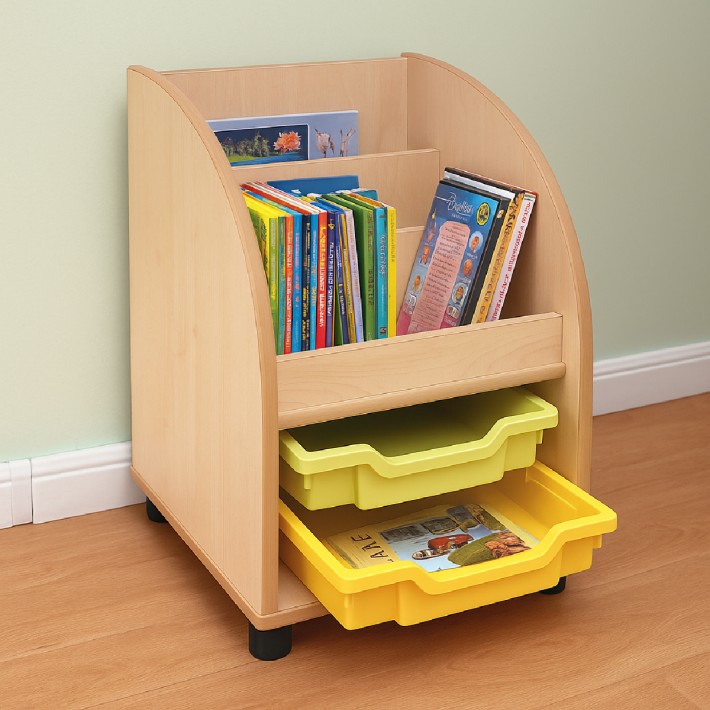 Mini Libreria Infanzia con 2 Cassetti su Ruote - Dimensioni 38 x 50 x 60 cm