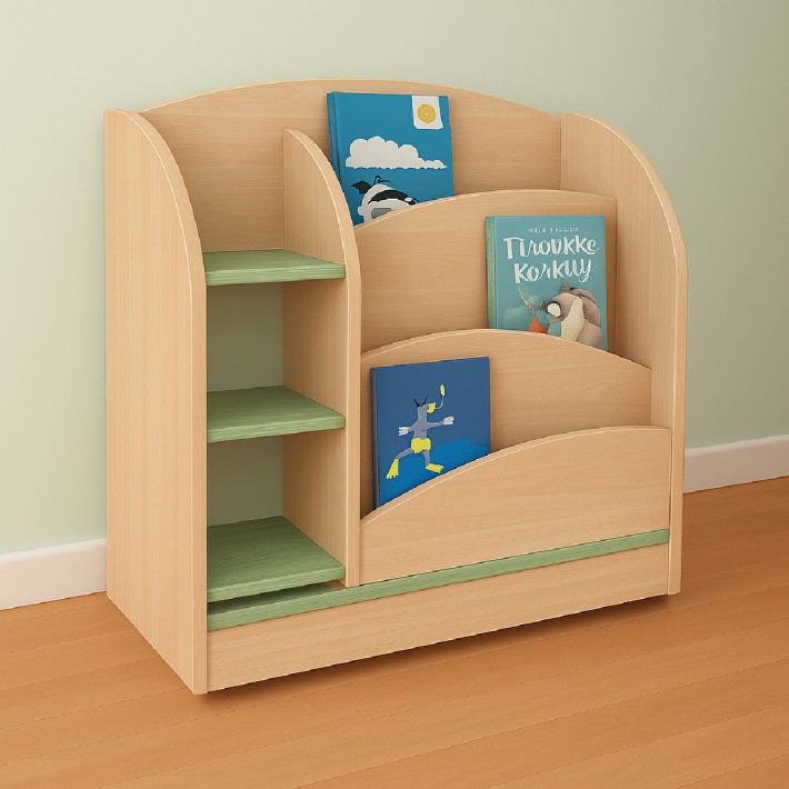 Libreria Infanzia con 4 Scomparti e 3 Ripiani - Dimensioni 100 x 30 x 85 cm
