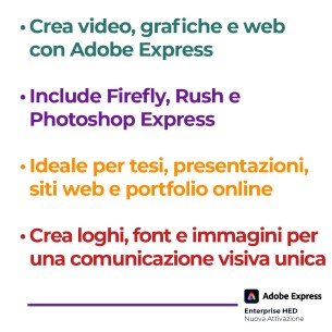 Adobe Express Enterprise HED (Minimo 100 Licenze) - Nuova Attivazione - VIP EDU - 1 Utente - Prezzo a Licenza - 1 Anno 2