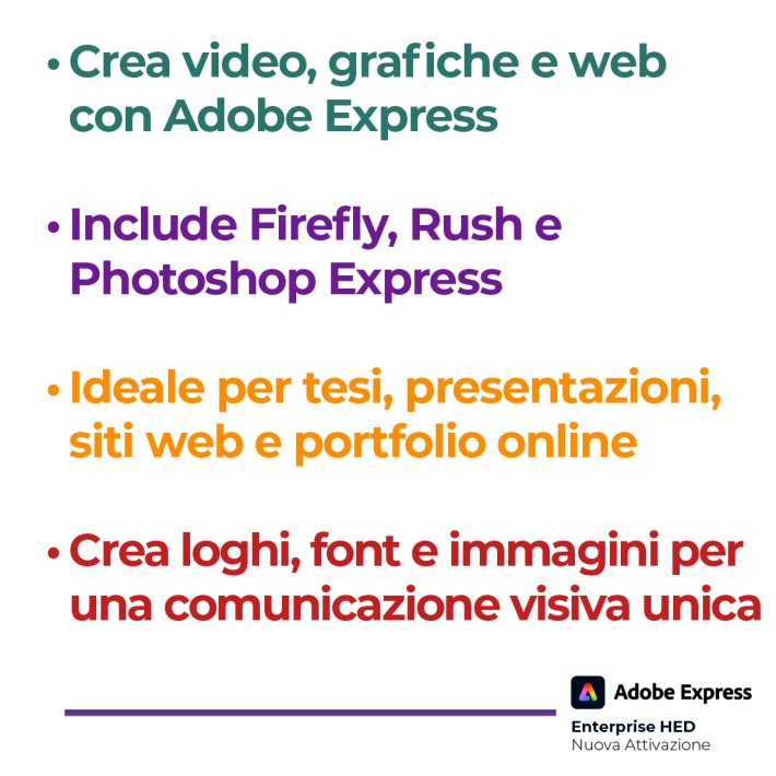 Adobe Express Enterprise HED (Minimo 100 Licenze) - Nuova Attivazione - VIP EDU - 1 Utente - Prezzo a Licenza - 1 Anno