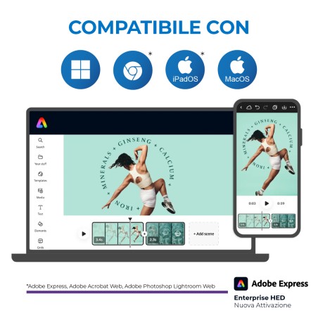 Adobe Express Enterprise HED (Minimo 100 Licenze) - Nuova Attivazione - VIP EDU - 1 Utente -...