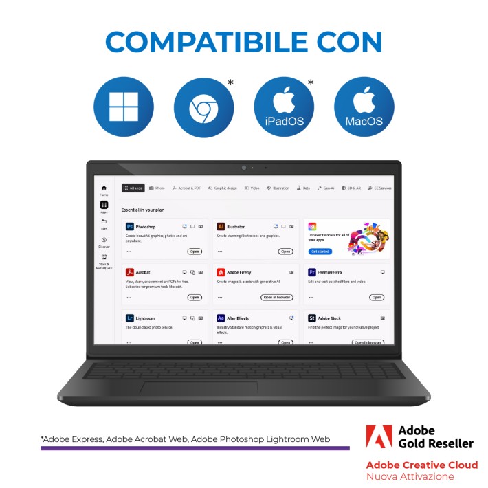 Creative Cloud Enterprise HED Dispositivo Condiviso - Nuova Attivazione - 1 Disp. - VIP EDU - Livello 4 Prezzo Cad - 1 Anno