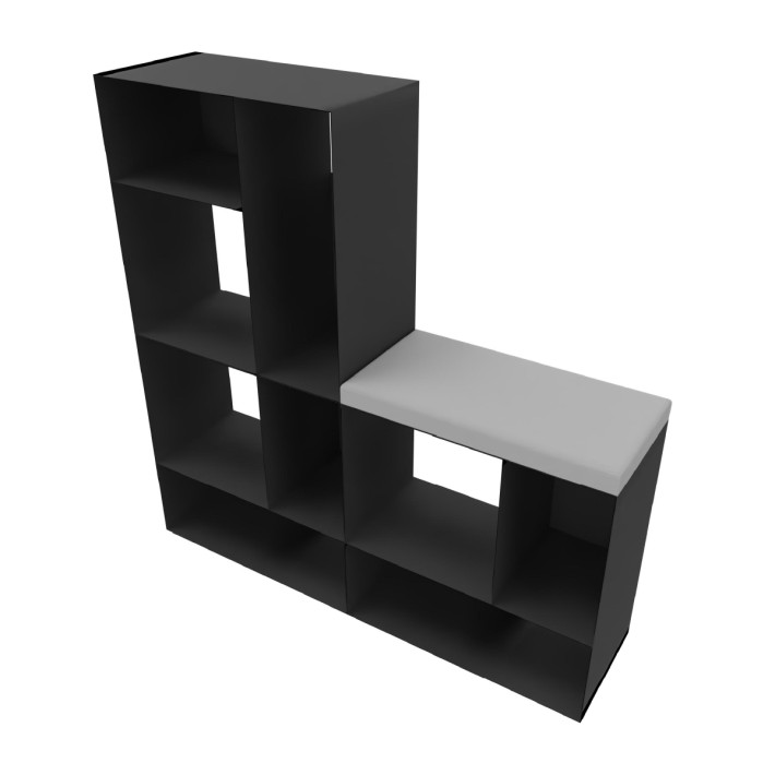 Libreria Modello Modulo Alto con Seduta - Colore Nero/Grigio