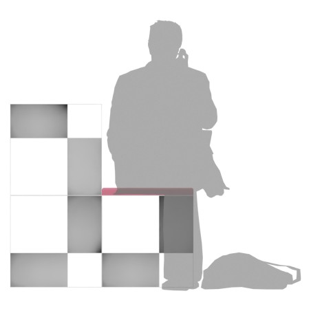 Libreria Modello Modulo Alto con Seduta - Colore Bianco/Rosa