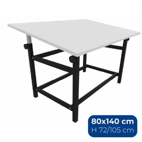 Tavolo Architetto QSA Telescopico con Piano in Melaminico - Dimensioni 80 x 140 cm - Altezza...
