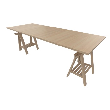 Tavolo su Cavalletti in Multistrato con Struttura Regolabile