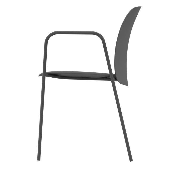 Sedia con Braccioli Mentha Green in Tecnopolimero Rigenerato - Altezza Seduta 45 cm - Colore Scocca Grigio Antracite