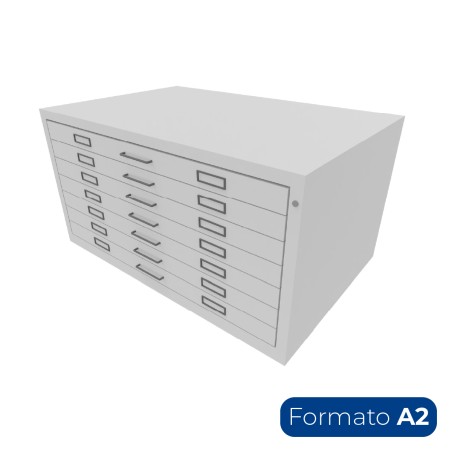 Cassettiera Portadisegni Formato A2 con Zoccolo e Coperchio - Dimensioni 75 x 53 x 69 cm -...