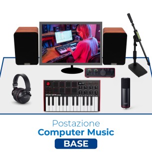 Postazione Computer Music Basic - con Bundle, Casse Audio, Tastiera Midi, Asta da Tavolo e...
