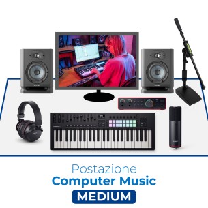 Postazione Computer Music Medium - con Bundle, Casse Audio, Tastiera Midi, Asta da Tavolo e...
