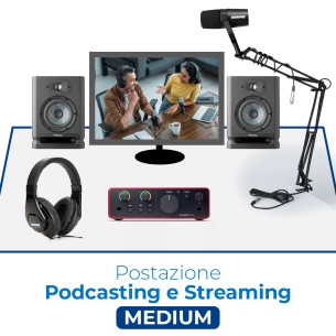 Postazione Podcasting e Streaming Medium - Include Scheda Audio, Casse da Studio, Cuffia,...