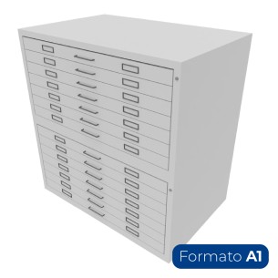 Cassettiera Portadisegni Formato A1 con Zoccolo e Coperchio - Dimensioni 116 x 75,5 x 124 cm...