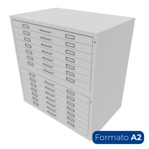 Cassettiera Portadisegni Formato A2 con Zoccolo e Coperchio - Dimensioni 75 x 53 x 124 cm -...