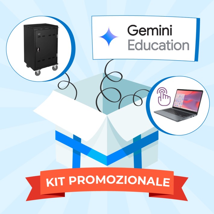 Bundle Chromebook Lenovo 14e Touch, Carrello di Ricarica, Gemini Education, Formazione