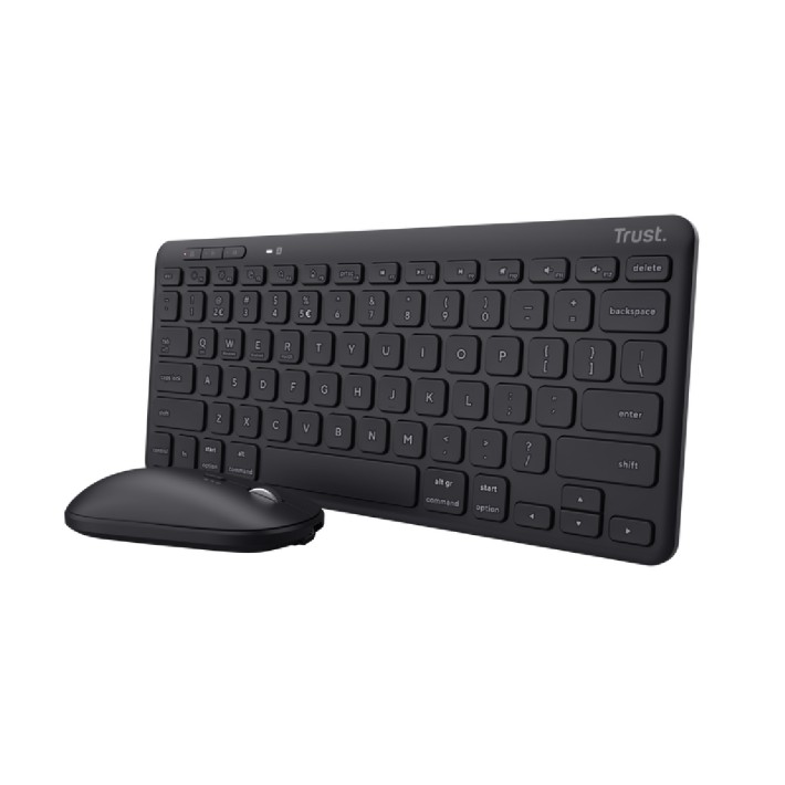Tastiera IT - Trust Lyra - Wireless Multi-device - con Mouse e Ricevitore - Nero