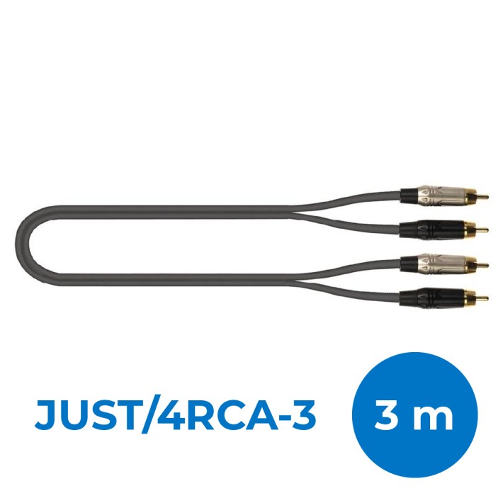 Cavo Adattatore Audio - Quik Lok Just 4RCA 3 - 2 x RCA Maschio/ 2 x RCA Maschio - 3 m - Nero