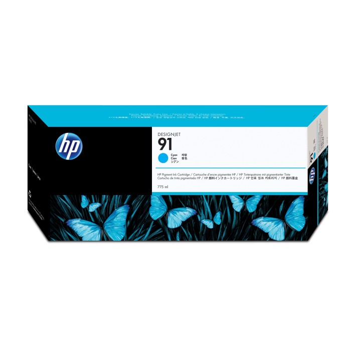 HP Cartuccia di inchiostro ciano pigmentato originale DesignJet 91 da 775 ml