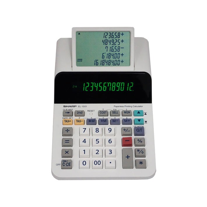 Sharp EL-1501 calcolatrice Desktop Calcolatrice con stampa Multicolore, Bianco